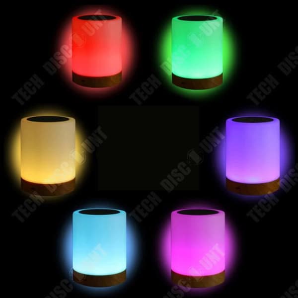 TD® Färgglad missfärgning Träkorn Romantisk Bar Uppladdningsbar nattlampa Sänglampa Touch Bordslampa
