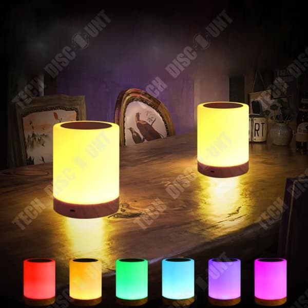 TD® Färgglad missfärgning Träkorn Romantisk Bar Uppladdningsbar nattlampa Sänglampa Touch Bordslampa