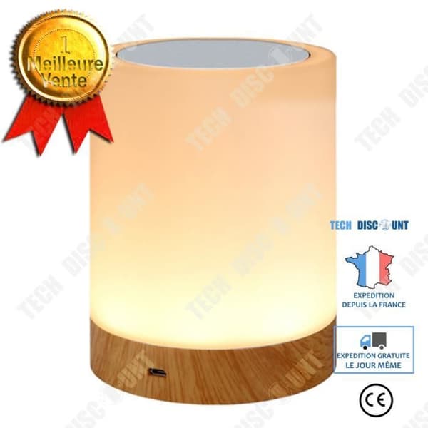 TD® Färgglad missfärgning Träkorn Romantisk Bar Uppladdningsbar nattlampa Sänglampa Touch Bordslampa