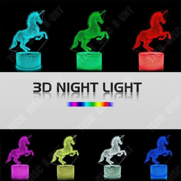 TD® Kreativ ny enhörning 3d nattlampa nyhet present elektronisk led sänglampa usb färgglad atmosfär ljus nattlampor