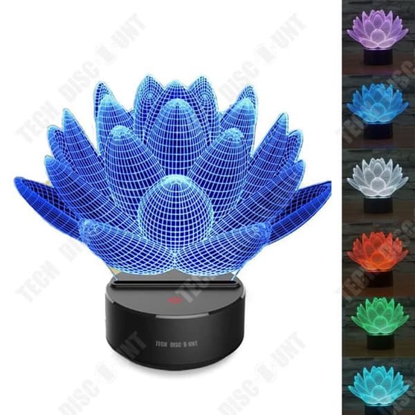 TD® Touch Charging Lotus 3D Färgglatt ljus Nattljus Visuellt Stereoskopiskt 3D LED Illusionsljus Hållbar Låg förbrukning