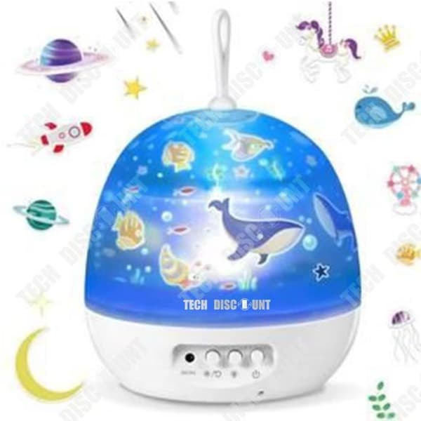 TD® Nattlampa för barn Projektorprojektionslampa 4 i 1 Baby Star Lamp Ocean Starry Night Roterande Romantisk Natt Vit