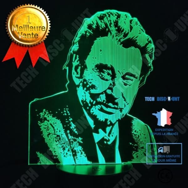 TD® Johnny Hallyday fjärrkontroll eller pekkontroll 7 färger Nattljus 3D LED-bordslampa Juldekorationspresent för barn