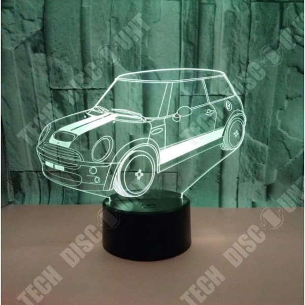 TD® 3D Night Light Bordsbordslampor 3D Glow LED Dekorativ USB-bil 7 färger
