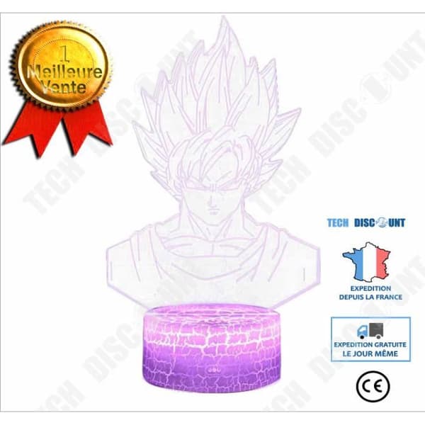 TD® 3D LED Nattljuslampa 7 färger Changing Touch Switch Light med USB-kabel och fjärrkontroll (Dragon Ball) S29066