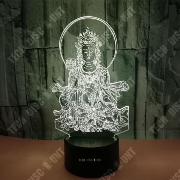 TD® 3D Desktop Night Light Touch Control Sju justerbara färger Buddha Look Illusion Light