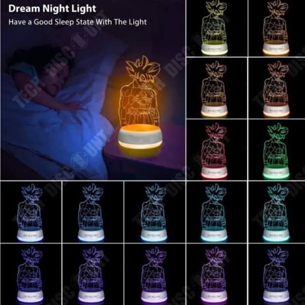 TD® Skrivbordsnattlampa 12*21cm Flerfärgad justerbar Touch-fjärrkontroll Illusionslampa för sovrum