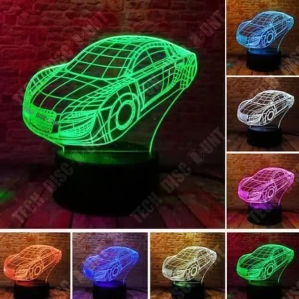 TD® Desktop 3D Night Light Touch Control Justerbar sju färger Automotive Look Illusion Light