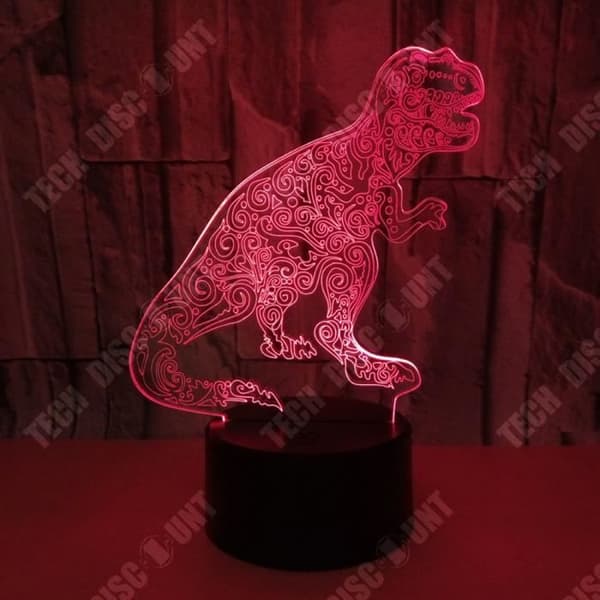 TD® 3D Desktop Night Light Touch Control Sju justerbara färger Dinosaur Look Illusion Light
