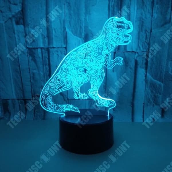 TD® 3D Desktop Night Light Touch Control Sju justerbara färger Dinosaur Look Illusion Light