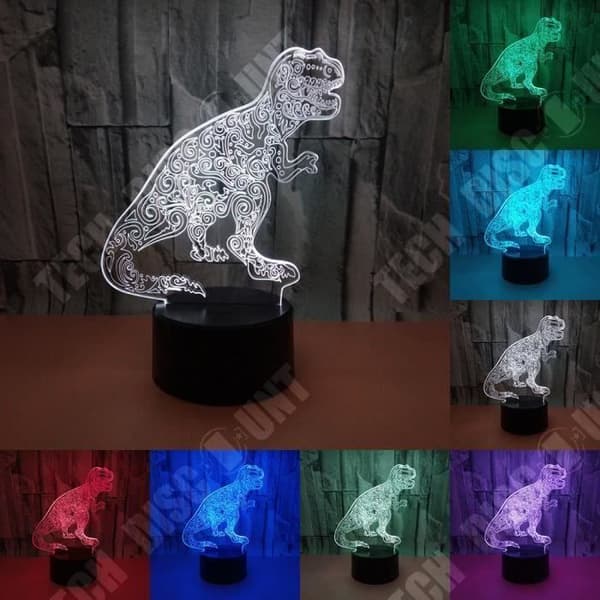 TD® 3D Desktop Night Light Touch Control Sju justerbara färger Dinosaur Look Illusion Light