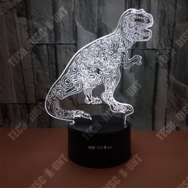 TD® 3D Desktop Night Light Touch Control Sju justerbara färger Dinosaur Look Illusion Light