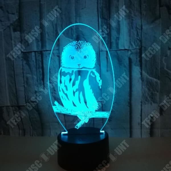 TD® 3D Desktop Night Light Touch Control Owl Sju justerbara färger Illusion Light