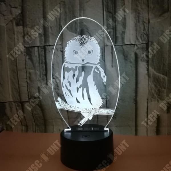 TD® 3D Desktop Night Light Touch Control Owl Sju justerbara färger Illusion Light