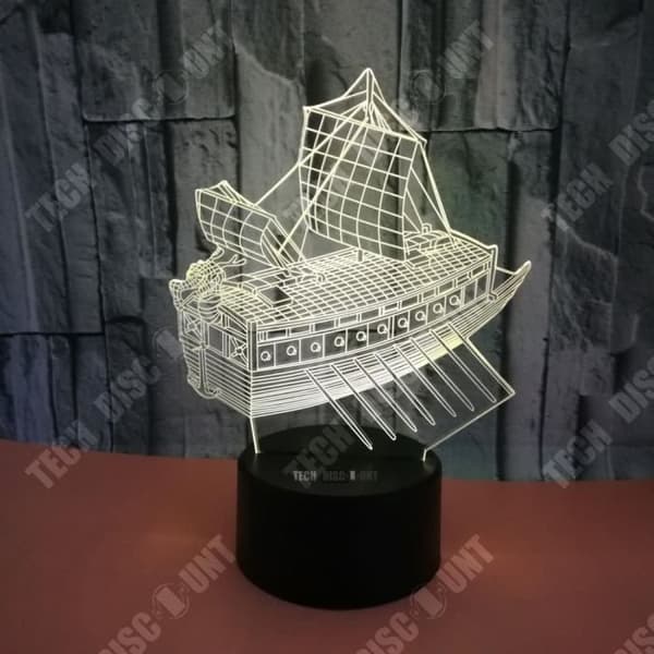 TD® 3D Desktop Night Light Touch Control Sju justerbara färger Segelbåtslook Illusion Light