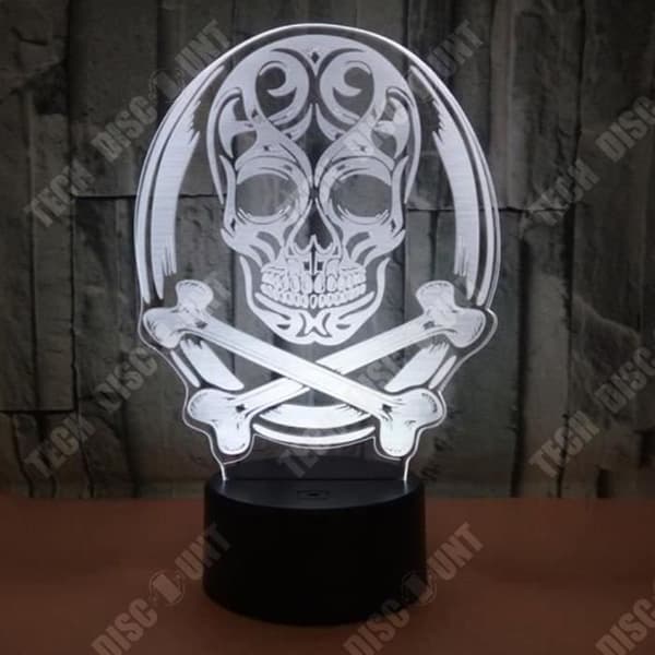 TD® Halloween Skull Lamp Colorful Touch 3D Nattljus Kreativ 3D Stereo Bordslampa - Hologram Dekoration Nattlampa Lampa