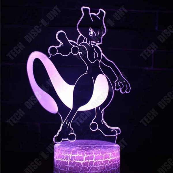 TD® Creative 3D nattlampa Mewtwo Pokemon LED touch fjärrkontroll 7 färger touch fjärrkontroll sovrum dekorationslampa bord cad