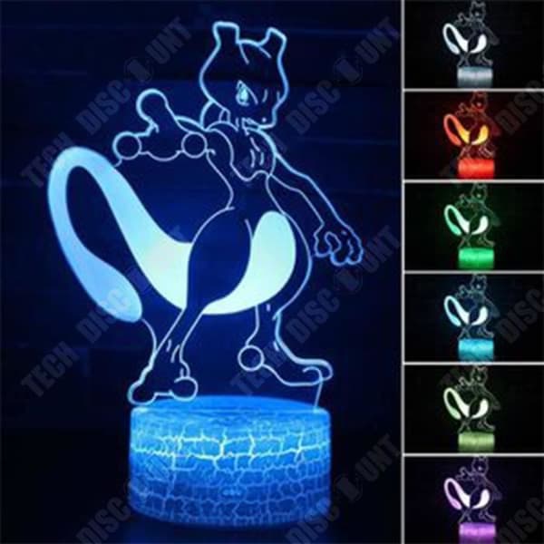 TD® Creative 3D nattlampa Mewtwo Pokemon LED touch fjärrkontroll 7 färger touch fjärrkontroll sovrum dekorationslampa bord cad