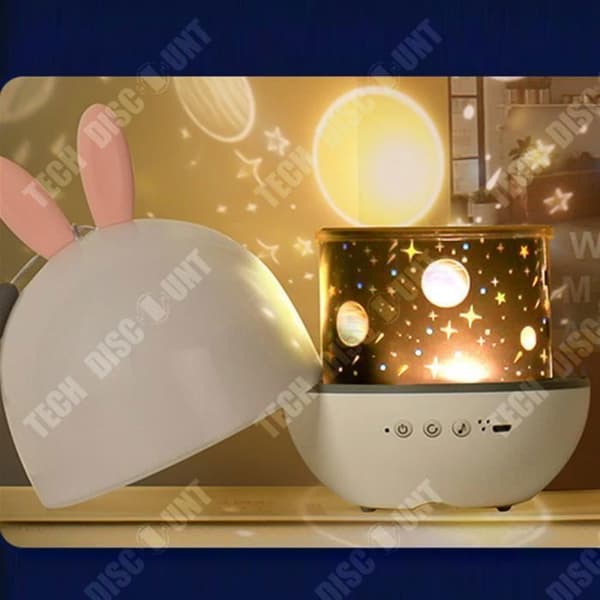 TD® Nattljus Kanin Romantisk stjärnhimmel LED Drömmande projektorlampa Ljus Bärbar Roterande Sovrum Baby Barn vid sängen Födelsedag