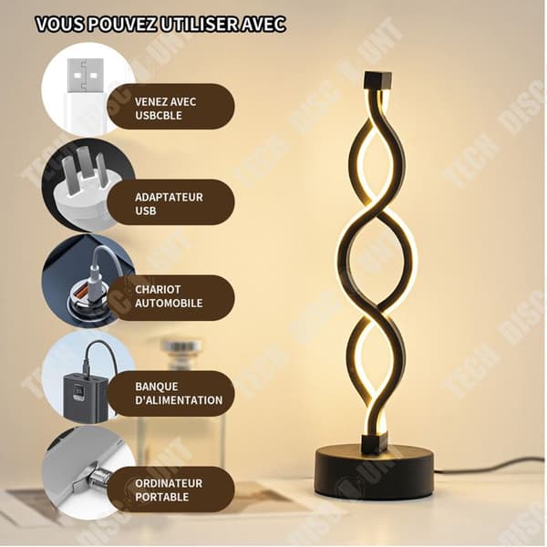 TD Svart LED-bordslampa USB-uppladdningsbar Trådlös nattlampa Tactile-kontroll bordslampa Stämningsbordslampa