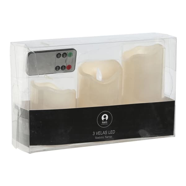 Stearinlys LED Home ESPRIT Beige 25 x 10 x 20 cm