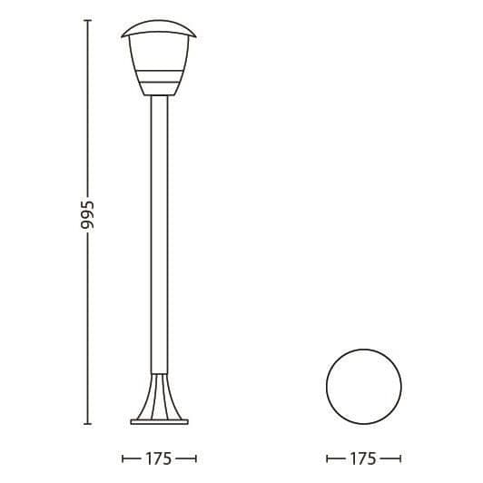 Creek utomhuspollare - Philips - Vit H99,5cm - LED - Aluminium