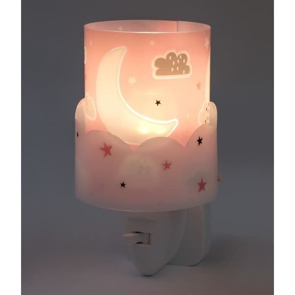 Dalber - Barnlamp - Måne - Månmotiv, L 8 cm, H 14 cm, Rosa