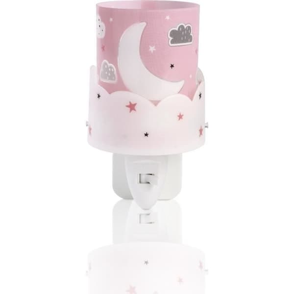 Dalber - Barnlamp - Måne - Månmotiv, L 8 cm, H 14 cm, Rosa