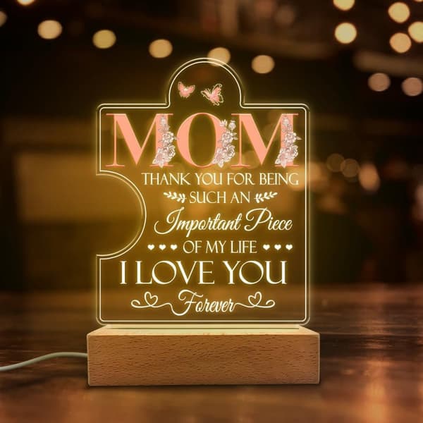 Akryl nattlampa för mamma - Mamma nattlampa present - Tack för att du är en viktig del av mitt liv Nattlampor Lampa Present till mammor från dotter so