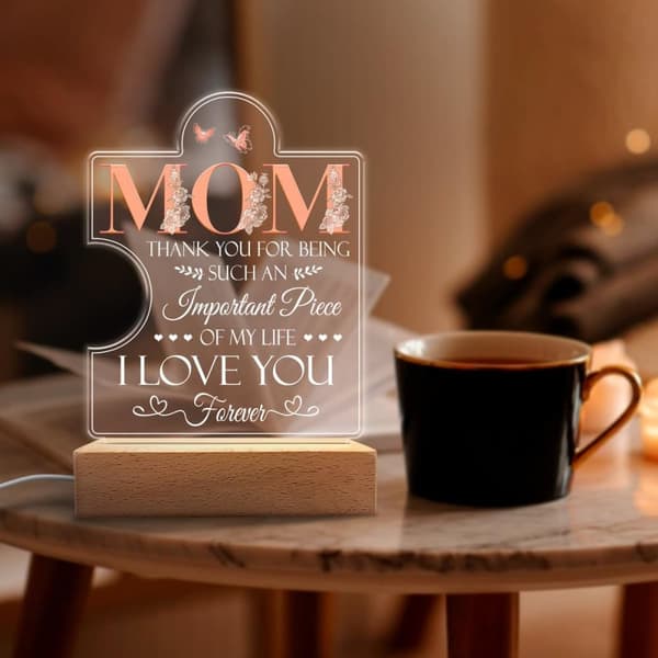 Akryl nattlampa för mamma - Mamma nattlampa present - Tack för att du är en viktig del av mitt liv Nattlampor Lampa Present till mammor från dotter so