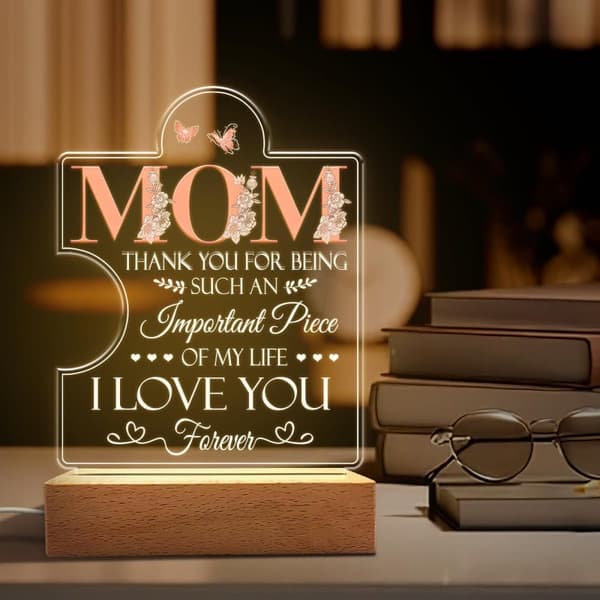 Akryl nattlampa för mamma - Mamma nattlampa present - Tack för att du är en viktig del av mitt liv Nattlampor Lampa Present till mammor från dotter so