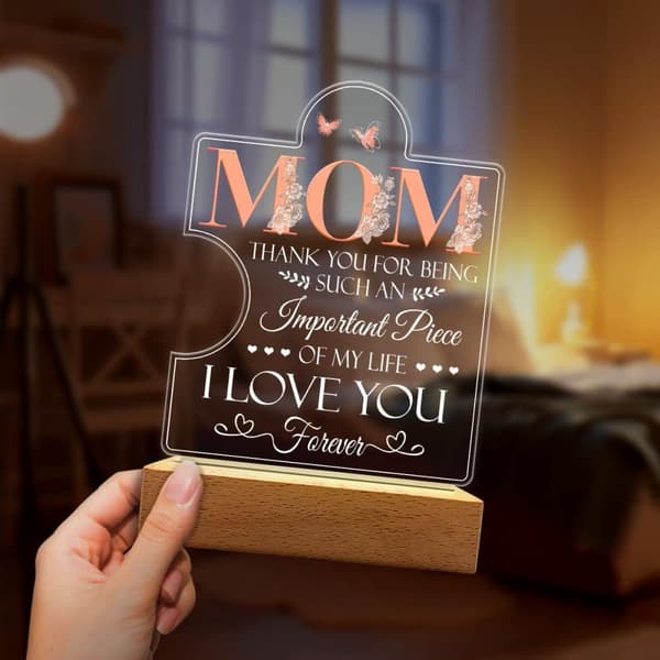 Akryl nattlampa för mamma - Mamma nattlampa present - Tack för att du är en viktig del av mitt liv Nattlampor Lampa Present till mammor från dotter so
