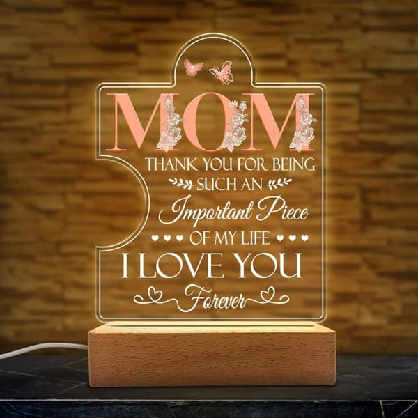 Akryl nattlampa för mamma - Mamma nattlampa present - Tack för att du är en viktig del av mitt liv Nattlampor Lampa Present till mammor från dotter so