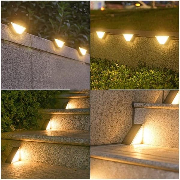 24 LED Solar Udendørs Sensor Lampe, Varm Hvid Dekoration Belysning, Til Terrasse, Have, Hegn og Trappetrin