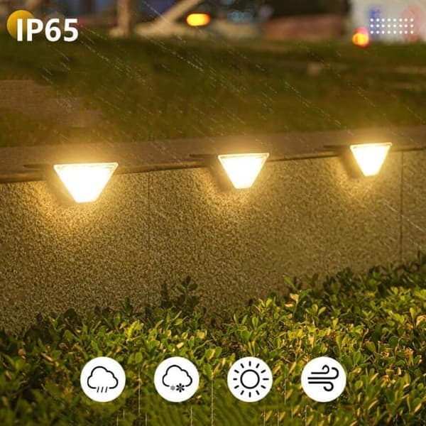 24 LED Solar Udendørs Sensor Lampe, Varm Hvid Dekoration Belysning, Til Terrasse, Have, Hegn og Trappetrin