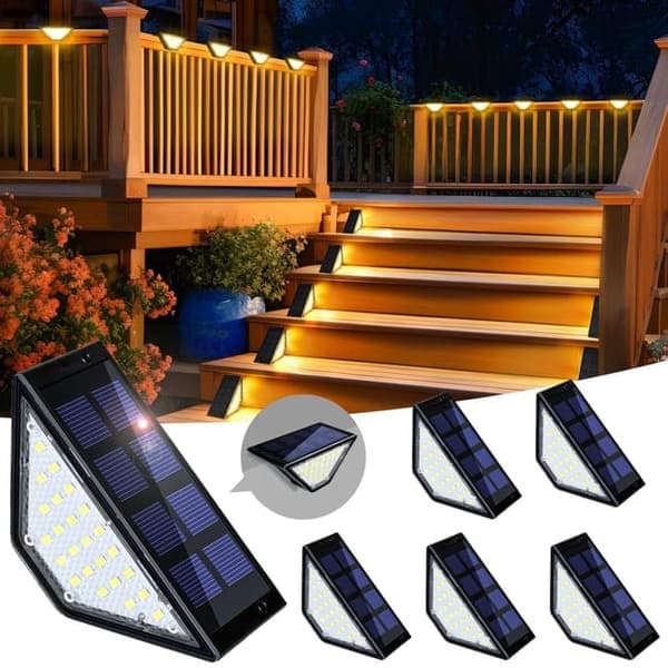 24 LED Solar Udendørs Sensor Lampe, Varm Hvid Dekoration Belysning, Til Terrasse, Have, Hegn og Trappetrin