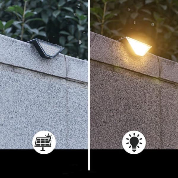 24 LED Solar Udendørs Sensor Lampe, Varm Hvid Dekoration Belysning, Til Terrasse, Have, Hegn og Trappetrin