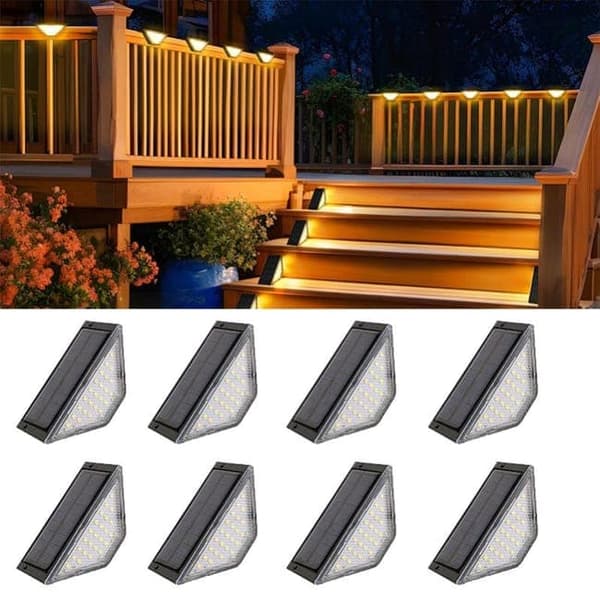 24 LED Solar Udendørs Sensor Lampe, Varm Hvid Dekoration Belysning, Til Terrasse, Have, Hegn og Trappetrin