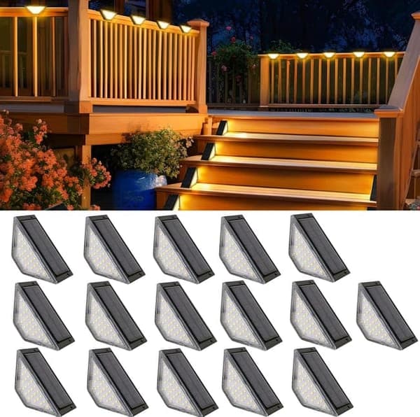 24 LED solenergi utomhus sensorlampa, varm vit dekorationsbelysning, för terrass, trädgård, staket och trappsteg
