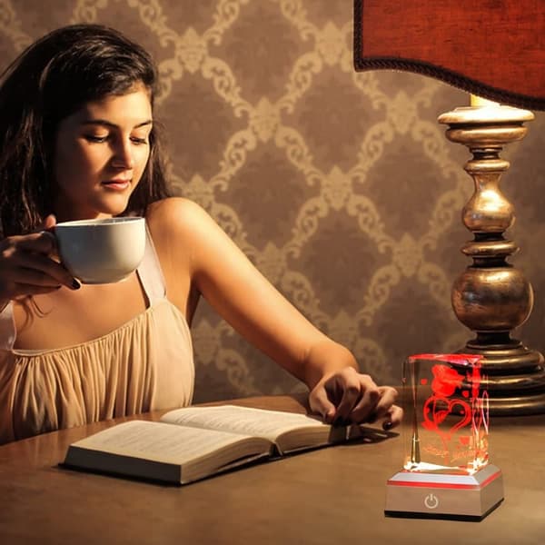 3D Rose Crystal Multi Colour Night Light - Jeg elsker dig, Valentinsdagsgave til hende Min kæreste Kone Mor Jubilæum og fødselsdagsgave