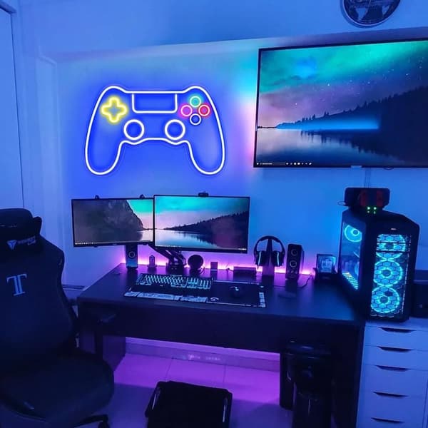 Gaming Neonskilt, Spil Neonskilt, Gamepad LED-skilt, Som dekoration Og Belysning I Spillerum, Vægdekoration, Spiltilbehør, Til Ungdomsværelse