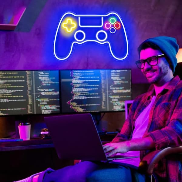 Gaming Neonskilt, Spil Neonskilt, Gamepad LED-skilt, Som dekoration Og Belysning I Spillerum, Vægdekoration, Spiltilbehør, Til Ungdomsværelse