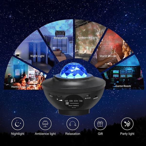 Galakse Natlampe / Rumlampe Stjerneprojektor med Bluetooth Højttaler