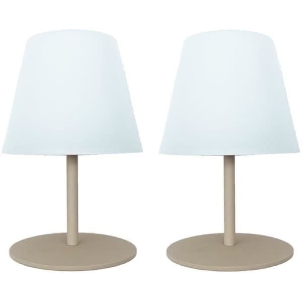 Set med 2 sladdlösa bordslampor - LUMISKY - TWINS - Cream - H16 cm - LED