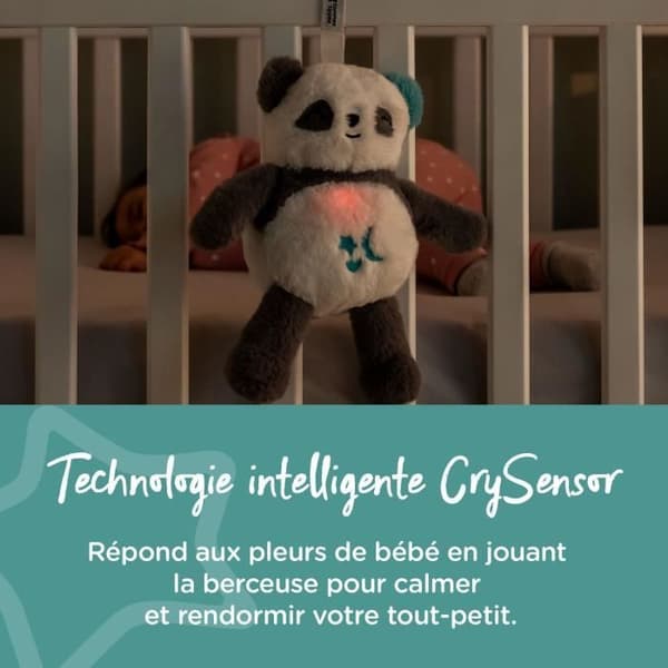 TOMMEE TIPPEE, Lyxig nattlampa plysch med CrySensor, 6 lugnande ljud, USB, maskintvättbar, Pippo the Panda