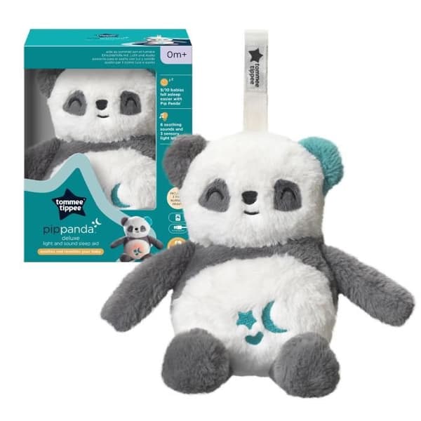 TOMMEE TIPPEE, Lyxig nattlampa plysch med CrySensor, 6 lugnande ljud, USB, maskintvättbar, Pippo the Panda
