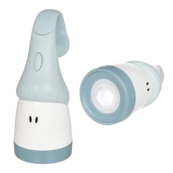BEABA Nattlampa och ficklampa 2 i 1, bärbar, USB-uppladdningsbar, lång batteritid 90 timmar, Pärlblå