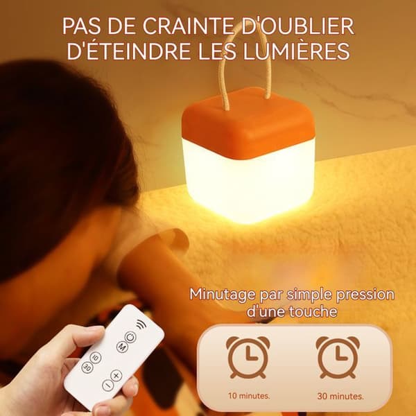 Veilleuse INN® 3 färger gradation 5 timmars kontinuerlig användning 1200mAh fjärrstyrd laddningsbar lampa Timer inaktiverad