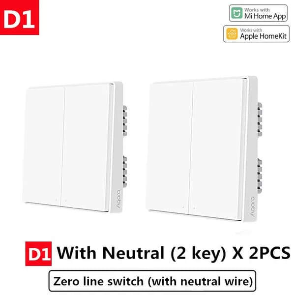 Smart Switch, Zigbee-forbindelse, Fjernbetjening,D1Med Neutral 2 X2-a