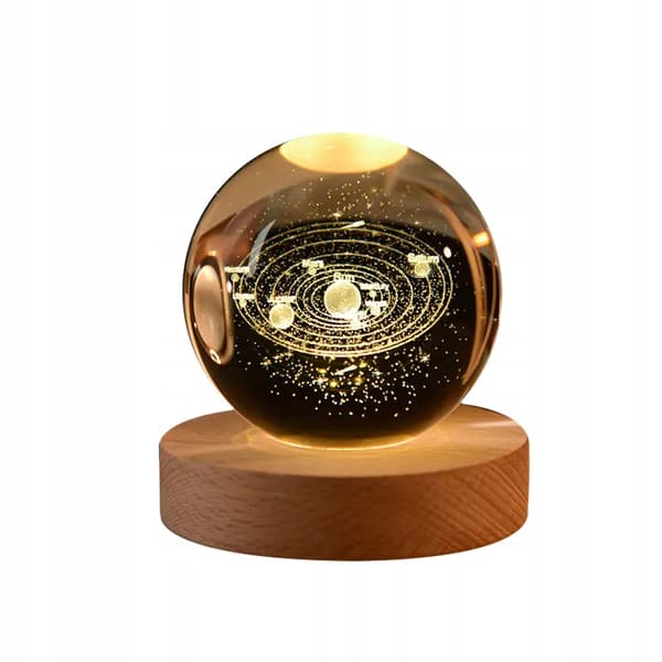 GLASBOLL 3D NATTLAMPA 6cm USB-driven för BARN solsystem